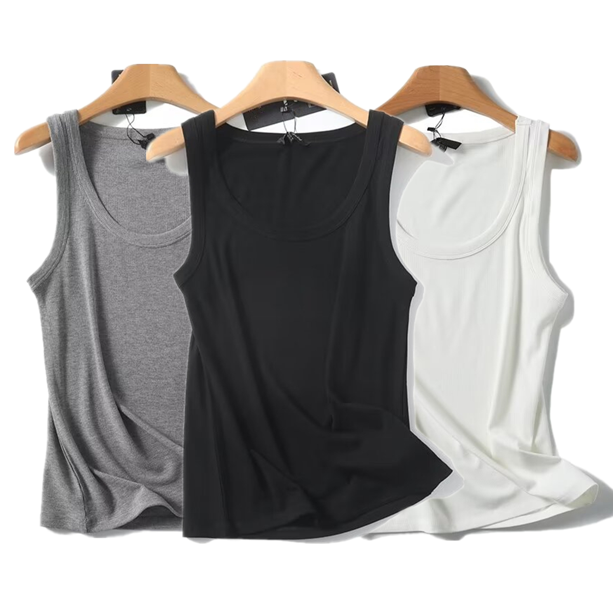 Tank Top Ribbed - Maxdutti Solid Slim Fit letnie t-shirty