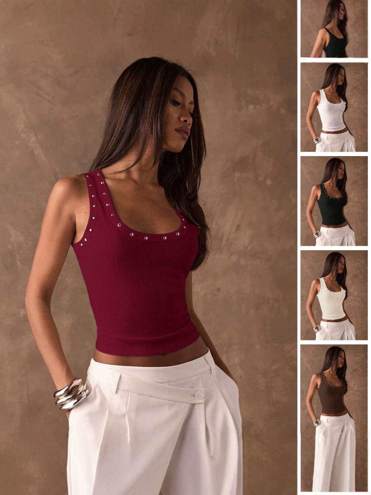 Damski top bez rękawów z dekol – Tank Top Ribbed recenzja i cena
