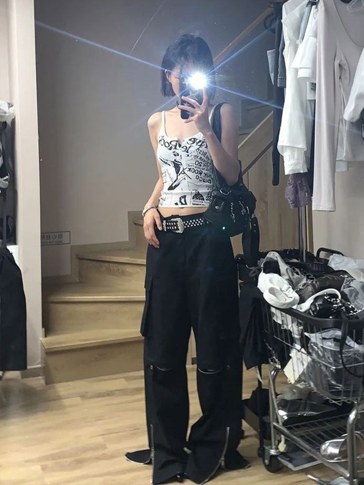Y2K E-Girl Punk Print Sleevele – Tank Top Ribbed recenzja i cena