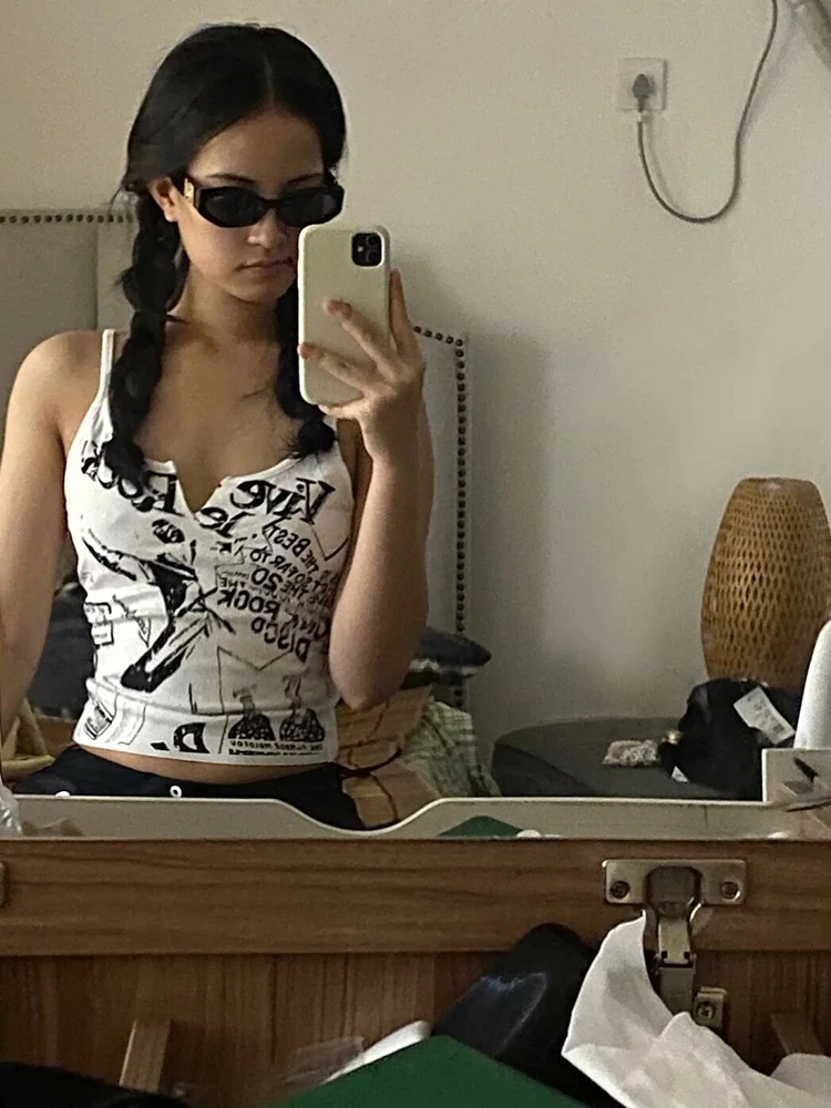 Y2K E-Girl Punk Print Sleevele – Tank Top Ribbed recenzja i cena